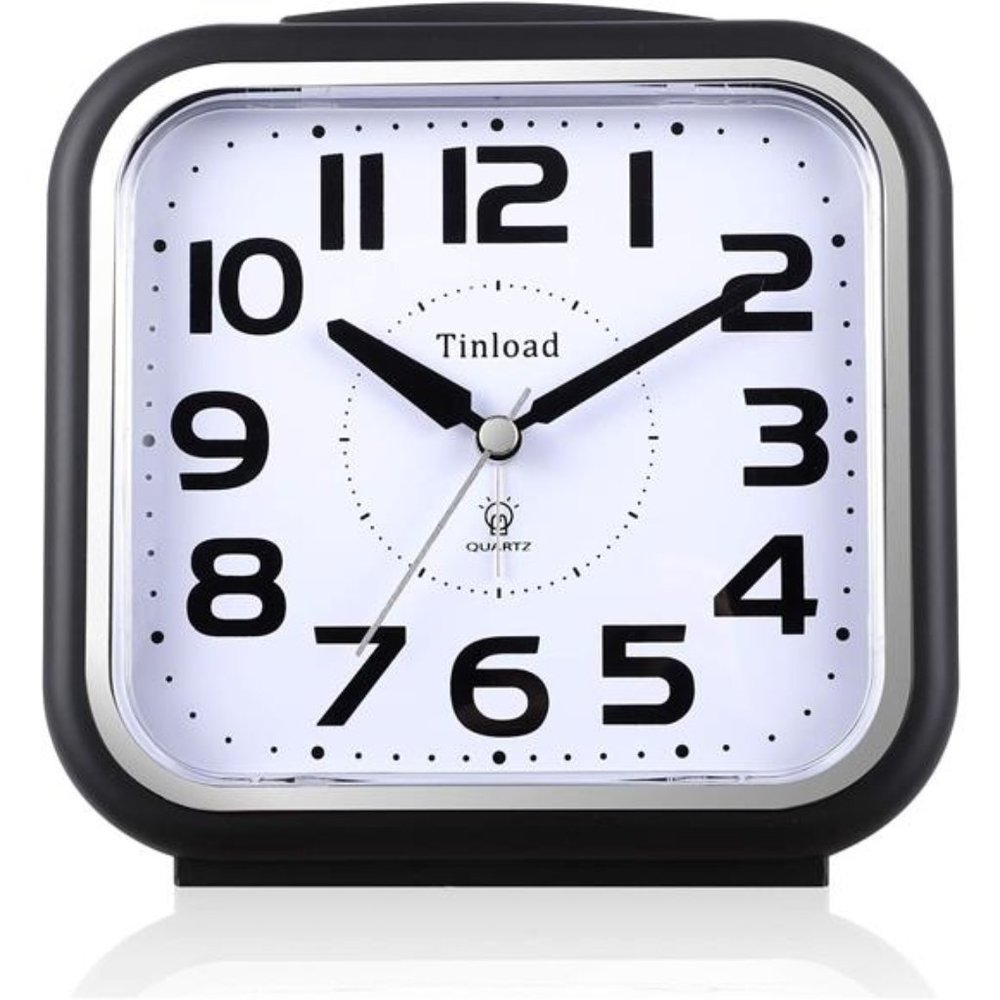 5.5" Silent Analog Alarm Clock Non Ticking, Gentle Wake, Beep Sounds